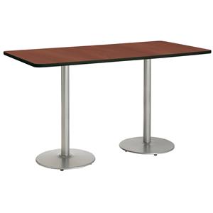 KFI Mode 42&quot x 84&quot Conference Table Mahogany Round Silver Base Bistro Height