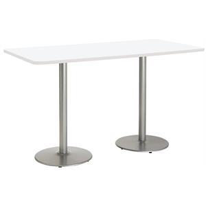 KFI Mode 42&quot x 96&quot Conference Table White Round Silver Base Bistro Height