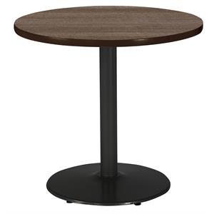 KFI Mode 30&quot Round Top Breakroom Table Teak Round Black Base Standard Height