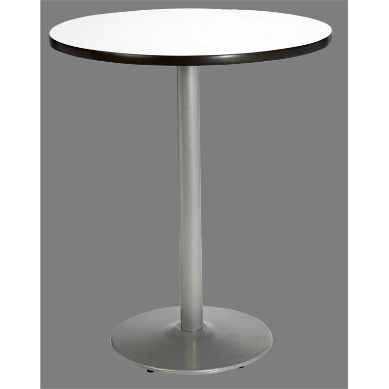 KFI Crisp Linen 30in Bistro Table with Round Silver Base