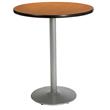 KFI Medium Oak 30in Bistro Table with Round Silver Base