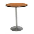 KFI Medium Oak 30in Bistro Table with Round Silver Base