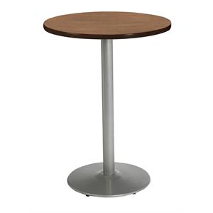 KFI Mode 30&quot Round Top Breakroom Table Cherry Round Silver Base Bistro Height