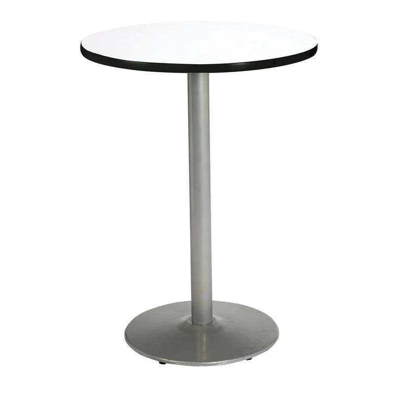 KFI Crisp Linen 30in Breakroom Table with Round Silver Base