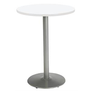 KFI Mode 30&quot Round Top Breakroom Table White Round Silver Base Bistro Height