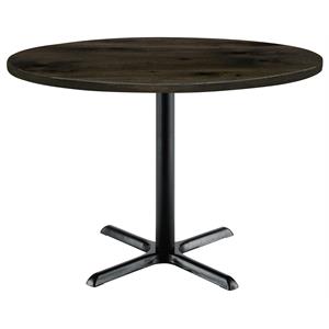 KFI Urban Loft 30&quot Round Breakroom Table Barnwood Black X Base Standard Height