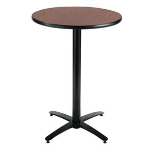 KFI 30&quot Round Bar Height Breakroom Table Dark Mahogany Finish Arched X-Base