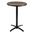 KFI 30in Walnut Round Bar Height Breakroom Table with Arched X Base