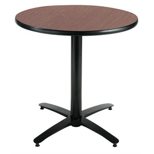 KFI 30in Dark Mahogany Round Breakroom Table with Arched X Base