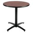 KFI 30in Dark Mahogany Round Breakroom Table with Arched X Base