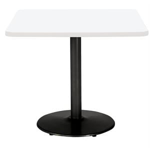 KFI Mode 30&quot Square Top Breakroom Table Round Black Base Standard Height White