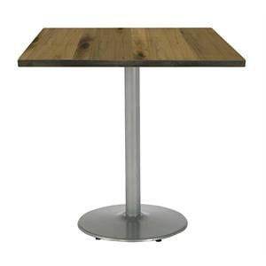 KFI Urban Loft 30&quot Square Breakroom Table Natural Rnd Silver Base Bistro Height
