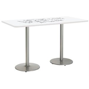 KFI 36&quot x 72&quot Bistro Table with Whiteboard Top Silver Rnd Base