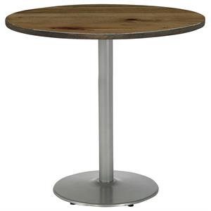 KFI Urban Loft 36&quot Round Breakroom Table Natural Round Silver Base Bistro Height