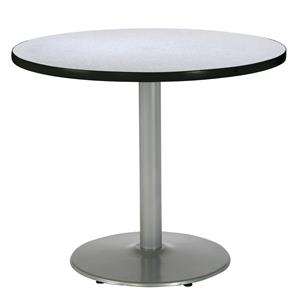 kfi grey nebula 36im breakroom table with round silver base