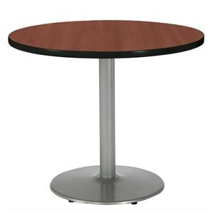 KFI Dark Mahogany 36im Breakroom Table with Round Silver Base