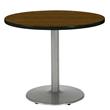 KFI Walnut 36im Breakroom Table with Round Silver Base