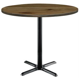 KFI Urban Loft 36&quot Round Top Breakroom Table Natural Black X Base Bistro Height