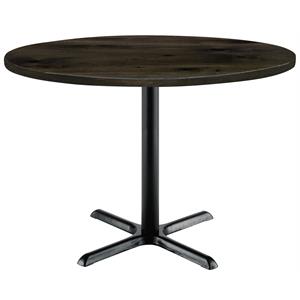 KFI Urban Loft 36&quot Round Breakroom Table Barnwood Black X Base Standard Height
