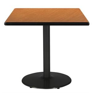 KFI 36&quot Square Breakroom Table with Medium Oak Top Round Black Base