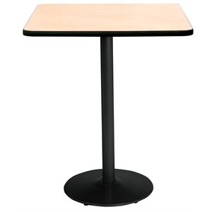 KFI 36&quot Square Breakroom Table with Natural Top Round Black Base Bistro Height