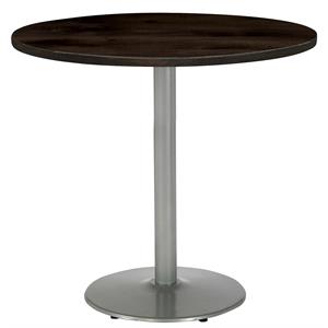 KFI Urban Loft 42&quot Round Breakroom Table Espresso Rnd Silver Base Bistro Height