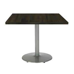 KFI Urban Loft 42&quot Square Breakroom Table Espresso Rnd Silver Base Stand. Height