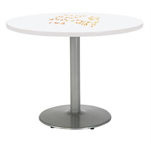 KFI 48&quot Pedestal Table with Whiteboard Top Silver T-leg Base