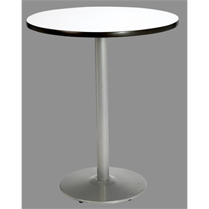 KFI Crisp Linen White 42in Breakroom Table with Round Silver Base