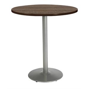 kfi mode 42&quot round top breakroom table teak round silver base bistro height