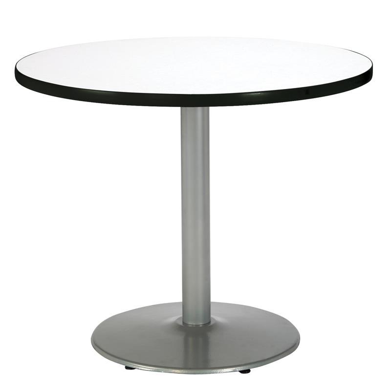 KFI Crisp Linen 42in Breakroom Table with Round Silver Base