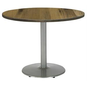 KFI Urban Loft 42&quot Round Breakroom Table Natural Round Silver Base Stand. Height