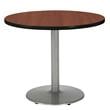 KFI Dark Mahogany 42in Breakroom Table with Round Silver Base