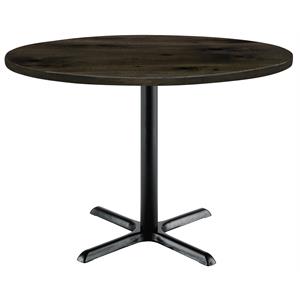 KFI Urban Loft 42&quot Round Breakroom Table Barnwood Black X Base Standard Height