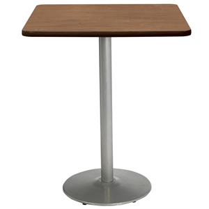KFI Mode 42&quot Square Top Breakroom Table Cherry Round Silver Base Bistro Height