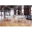 KFI Dailey 42in Square Dining Set - White/Silver Table - Navy Sled Chairs
