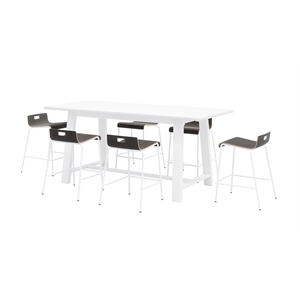 KFI Studios Midtown Table and 6 Counter Stools Set in Espresso/White