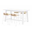KFI Studios Midtown Table and 4 Counter Stools Set in Natural/White