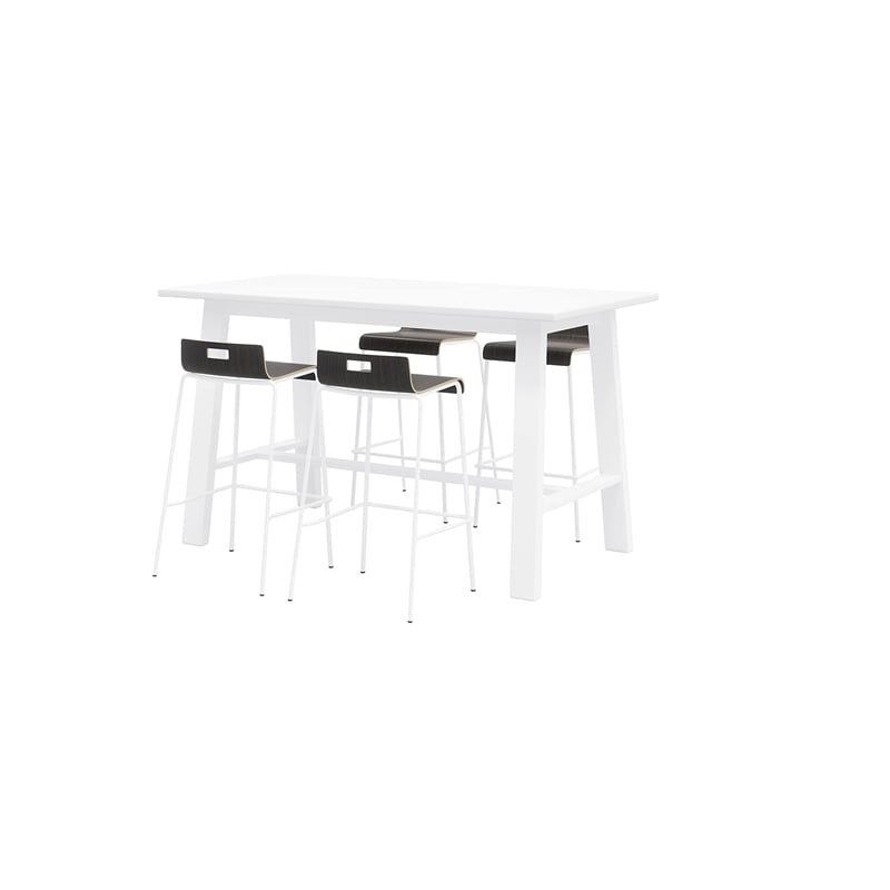 KFI Studios Midtown Bar Height Table and 4 Barstools Set in Espresso/White