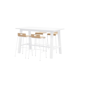 KFI Studios Midtown Bar Height Table and 4 Barstools Set in Natural/White