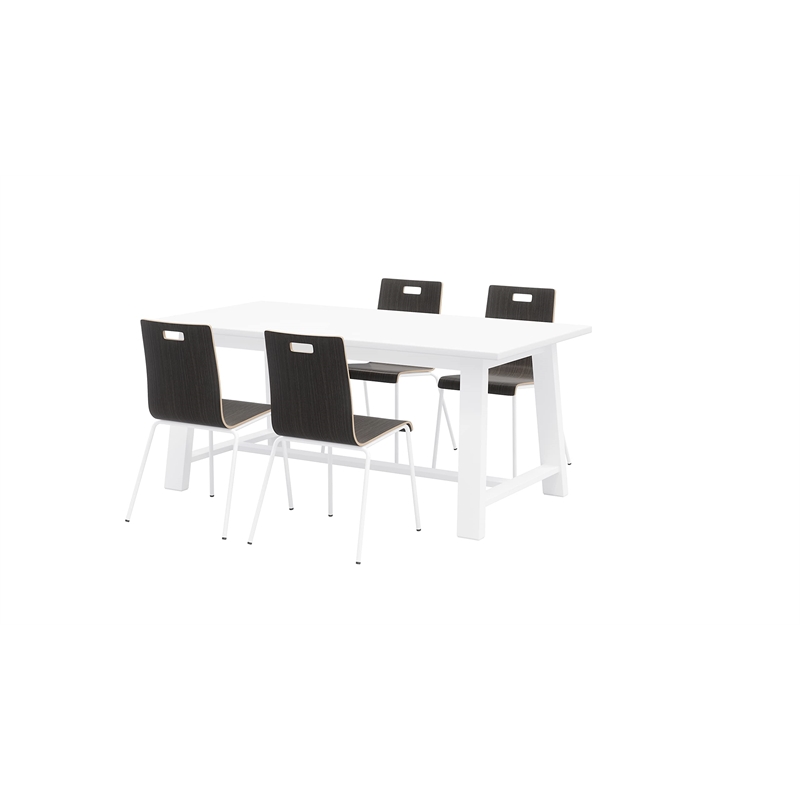 KFI Studios Midtown Cafe Table and 4 Chairs Set in Espresso/White