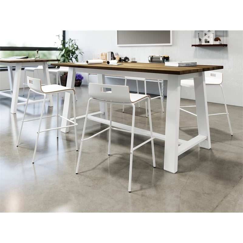 KFI Studios Midtown Cafe Table and 4 Chairs Set in White
