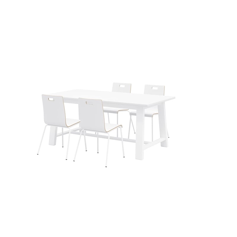 KFI Studios Midtown Cafe Table and 4 Chairs Set in White