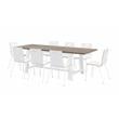 KFI Studios Studio Teak Midtown Cafe Table and 8 Chairs Set in White