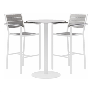 Eveleen 30in Round Bistro Table Set- Designer White Top- 2 Barstools
