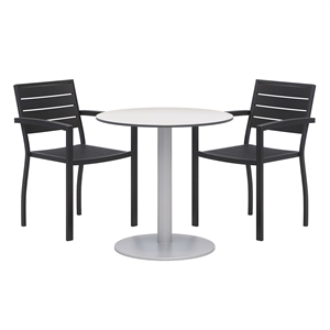 Eveleen 30in Round Dining Table Set- Fashion Grey Top- 2 Chairs