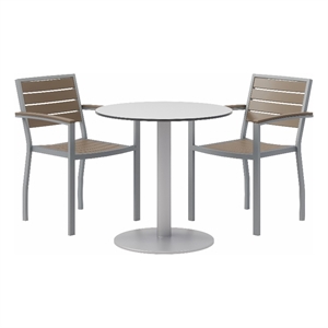 Eveleen 30in Round Dining Table Set- Fashion Grey Top- 2 Chairs