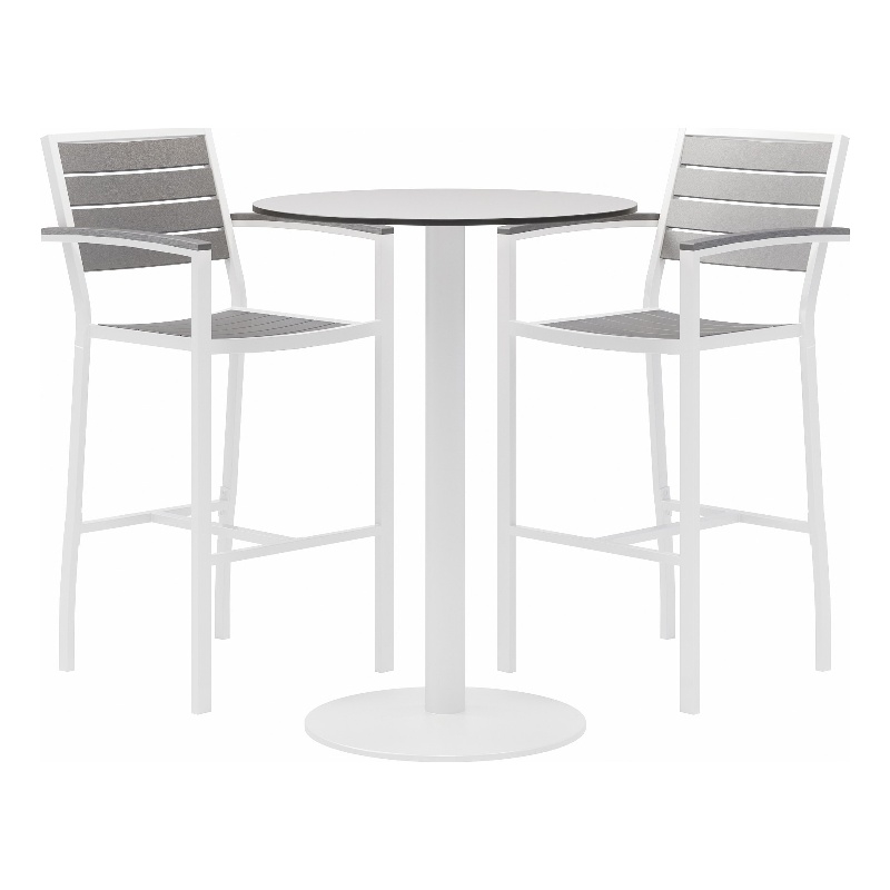 Eveleen 30in Round Dining Table Set- Designer White Top- 2 Chairs
