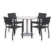Eveleen 36in Round Dining Table Set- Fashion Grey Top- 4 Chairs