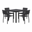 Eveleen 35in Square Dining Table Set- Black Top- 4 Chairs